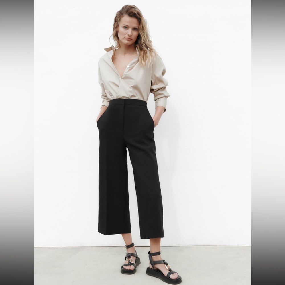 NWT Zara Cropped Culottes | Black | Medium